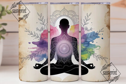 Meditating Man Tumbler Wrap Sublimation sassyprint 