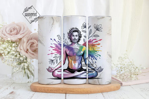 Meditating Man Tumbler Wrap Sublimation sassyprint 