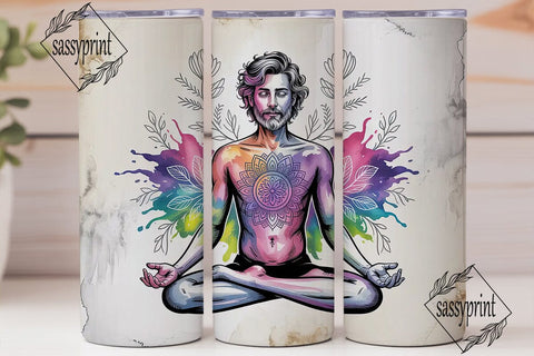 Meditating Man Tumbler Wrap Sublimation sassyprint 