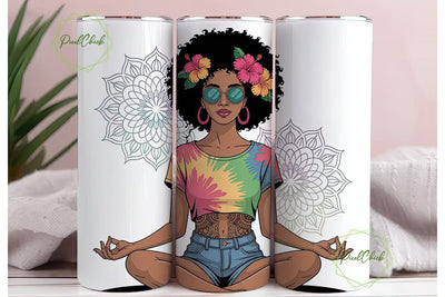 Meditating Woman Tumbler Wrap Sublimation PixelChick 