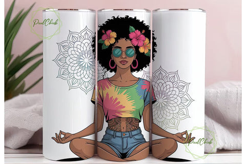 Meditating Woman Tumbler Wrap Sublimation PixelChick 