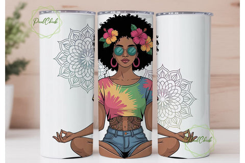 Meditating Woman Tumbler Wrap Sublimation PixelChick 