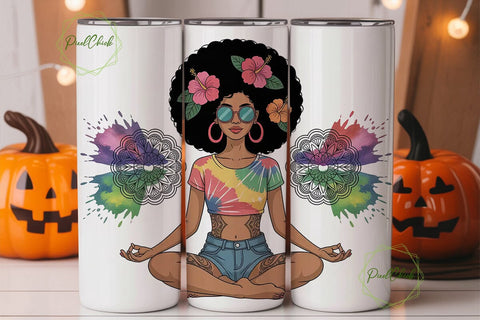 Meditating Woman Tumbler Wrap Sublimation PixelChick 