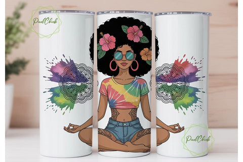 Meditating Woman Tumbler Wrap Sublimation PixelChick 