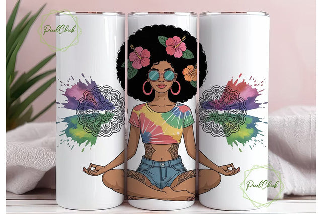 Meditating Woman Tumbler Wrap Sublimation PixelChick 