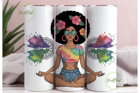 Meditating Woman Tumbler Wrap Sublimation PixelChick 