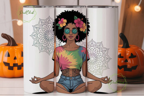 Meditating Woman Tumbler Wrap Sublimation PixelChick 
