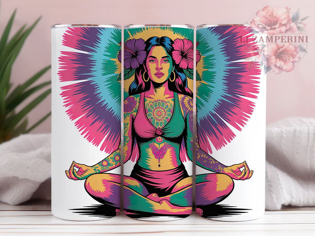 Meditating Yoga Woman Tattoo Tumbler Wrap, Sublimation Design, Meditating Woman Wrap, Yoga Girl Design, Tattoo Art Tumbler, 20Oz Tumbler, Digital Download Sublimation Li Zamperini 