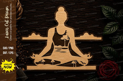 Meditation Landscape Yoga Laser Cut SVG File SVG Regulrcrative 