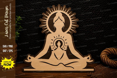 Meditation Lotus Aura Laser Cut Svg Design SVG Regulrcrative 