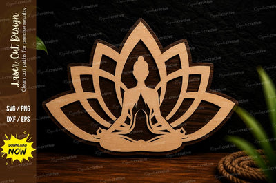 Meditation Lotus Pose Laser Cut SVG File SVG Regulrcrative 