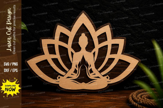 Meditation Lotus Pose Laser Cut SVG File SVG Regulrcrative 