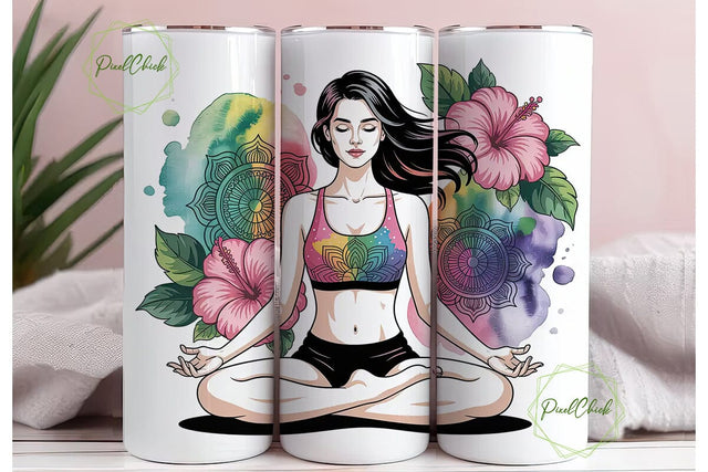 Meditative Mandala Yoga Tumbler Wrap Sublimation PixelChick 