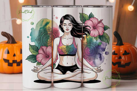 Meditative Mandala Yoga Tumbler Wrap Sublimation PixelChick 