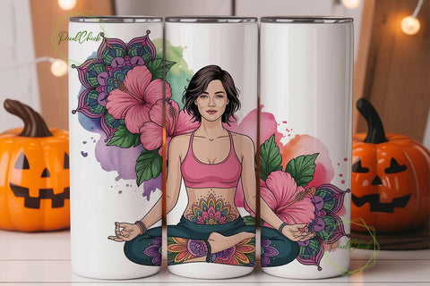 Meditative Mandala Yoga Tumbler Wrap Sublimation PixelChick 