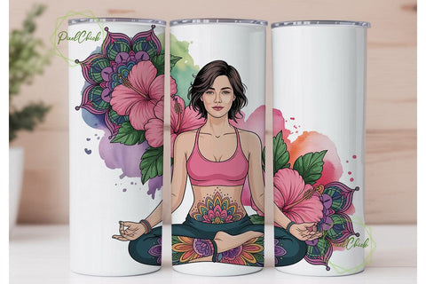 Meditative Mandala Yoga Tumbler Wrap Sublimation PixelChick 