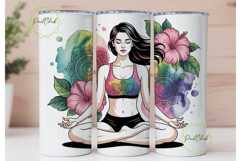 Meditative Mandala Yoga Tumbler Wrap Sublimation PixelChick 