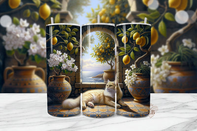 Mediterranean Cat Tumbler PNG Sublimation BijouBay 