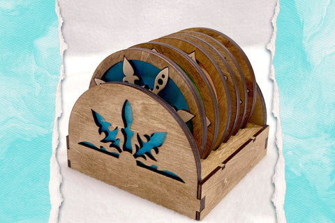 Mediterranean Coasters with Holder SVG files for laser cutting SVG Angel on Empire 