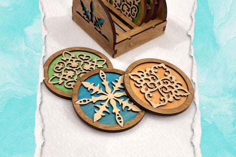 Mediterranean Coasters with Holder SVG files for laser cutting SVG Angel on Empire 