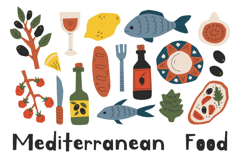 Mediterranean Food Cut Out PNG Clipart Sublimation Rin Green 