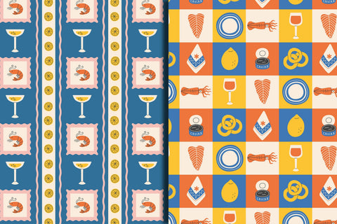 Mediterranean Food Vintage Seamless Patterns & Digital Papers Digital Pattern Rin Green 