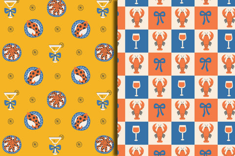 Mediterranean Food Vintage Seamless Patterns & Digital Papers Digital Pattern Rin Green 