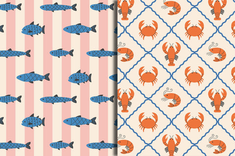 Mediterranean Food Vintage Seamless Patterns & Digital Papers Digital Pattern Rin Green 