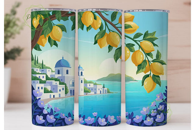 Mediterranean Lemon 20oz Tumbler Wrap Sublimation PixelChick 