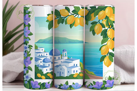 Mediterranean Lemon 20oz Tumbler Wrap Sublimation PixelChick 