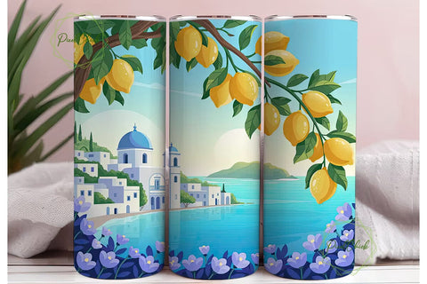 Mediterranean Lemon 20oz Tumbler Wrap Sublimation PixelChick 