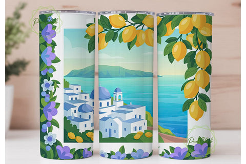 Mediterranean Lemon 20oz Tumbler Wrap Sublimation PixelChick 