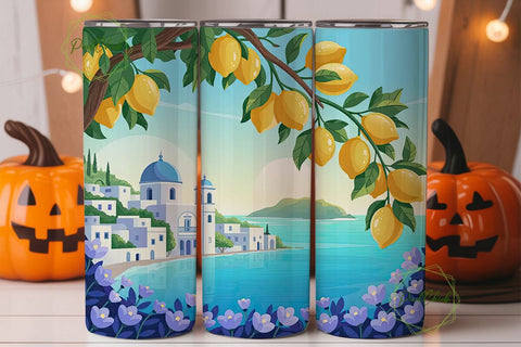 Mediterranean Lemon 20oz Tumbler Wrap Sublimation PixelChick 