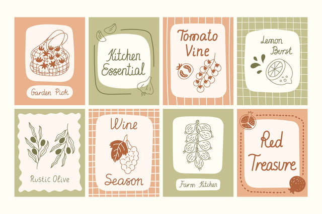 Mediterranean Organic Food Quote Posters Digital Pattern Rin Green 