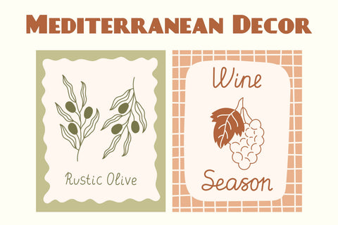 Mediterranean Organic Food Quote Posters Digital Pattern Rin Green 
