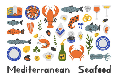 Mediterranean Seafood PNG Clipart Sublimation Rin Green 