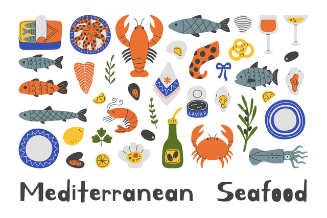 Mediterranean Seafood PNG Clipart Sublimation Rin Green 