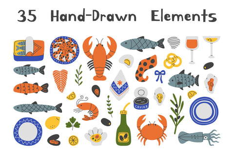 Mediterranean Seafood PNG Clipart Sublimation Rin Green 