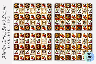 Mediterranean Tiles Cutting Board PNG Design Sublimation Regulrcrative 