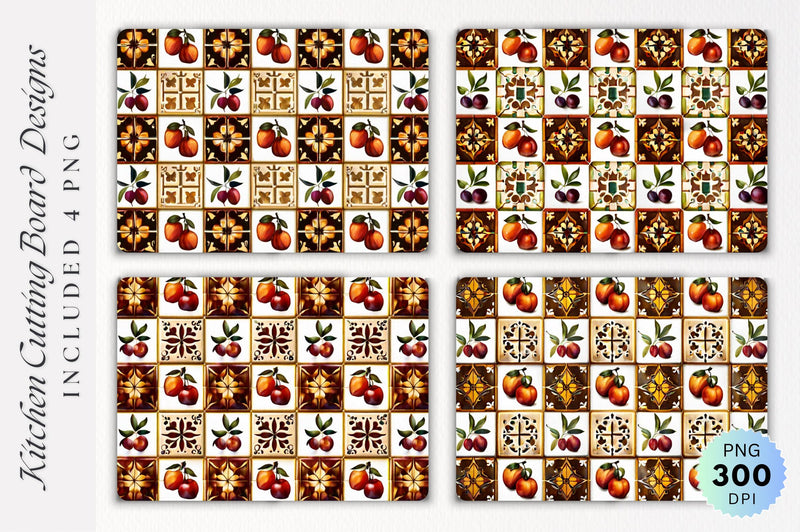 Mediterranean Tiles Cutting Board PNG Design Sublimation Regulrcrative 