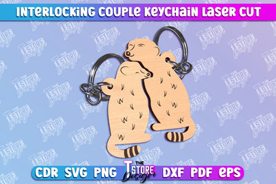 Meerkat Keychain Couple | Interlocking Couple Keychain Design | CNC Files SVG The T Store Design 