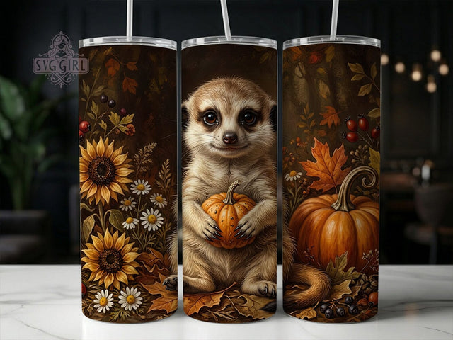 Meerkat Pumpkin Autumn 20oz Tumbler, Meerkat Tumbler, Pumpkin Tumbler, Autumn Tumbler, 20oz Tumbler, Fall Tumbler, Cute Meerkat, Tumbler Wrap Sublimation SvggirlplusArt 