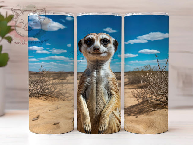 Meerkat Safari Desert Scene 20oz Tumbler Wrap, Wildlife Animal, Desert Scene, Safari Theme, Animal Illustration, 20oz Tumbler Wrap, Sublimation PNG Sublimation Lara' s Designs 