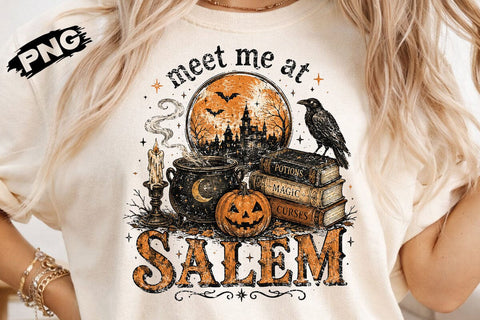 Meet Me At Salem PNG, Witchy Halloween Graphic Tee Design SVG DesignDestine 