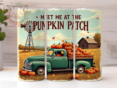 Meet Me at the Pumpkin Patch 20 oz Skinny Tumbler Sublimation Design, Straight & Tapered Tumbler Png, Vintage Old Truck Fall Tumbler Png, Digital Download PNG Sublimation Lara' s Designs 