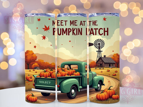 Meet Me at the Pumpkin Patch 20oz Tumbler Wrap Sublimation Design, Straight Tapered Tumbler Wrap, Fall Pumpkin Patch Tumbler Png, Instant Digital Download Sublimation SvggirlplusArt 