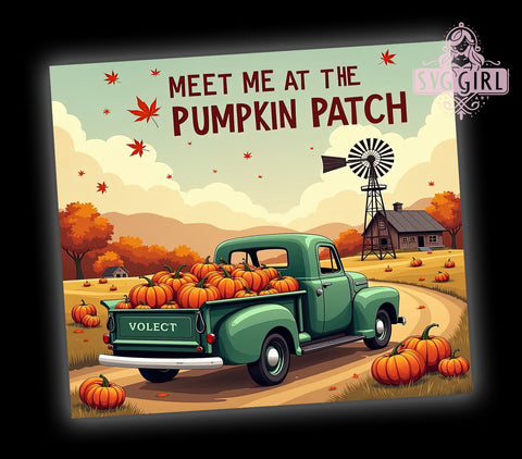 Meet Me at the Pumpkin Patch 20oz Tumbler Wrap Sublimation Design, Straight Tapered Tumbler Wrap, Fall Pumpkin Patch Tumbler Png, Instant Digital Download Sublimation SvggirlplusArt 
