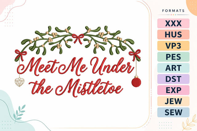 Meet Me Under the Mistletoe Christmas Machine Embroidery Design Embroidery/Applique DESIGNS sg embroidery 