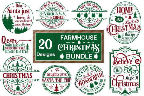 Mega Christmas Farmhouse Bundle, Christmas Big Bundle, SVGs, Food & Drink, Print & Cut, Quotes and Sayings SVG DesignPlante 503 