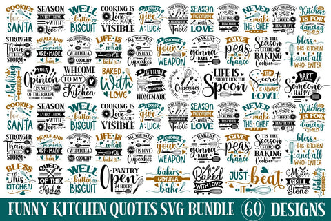 Mega Funny kitchen Quotes Svg Bundle ,SVGs,Quotes and Sayings,Food & Drink,On Sale, Print & Cut SVG designmaster24 